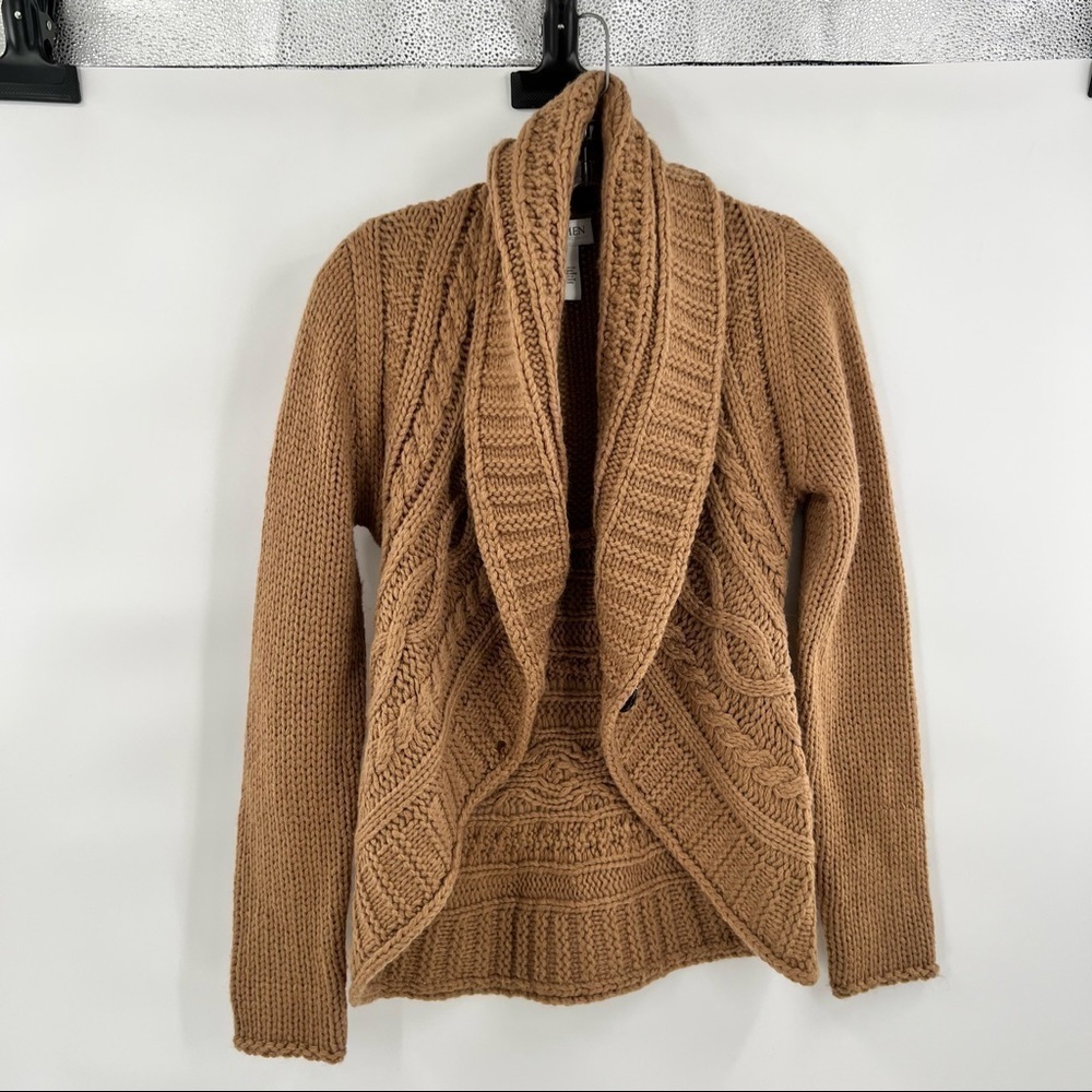 Carmen Marc Valvo brown wool blend shawl cardigan size S